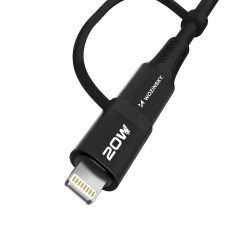 4in1 cabo universal 2x USB-C 1X USB-A 1x Relâmpago 60W 1M Preto