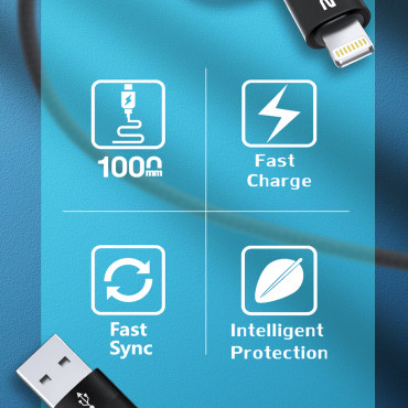 4in1 cabo universal 2x USB-C 1X USB-A 1x Relâmpago 60W 1M Preto