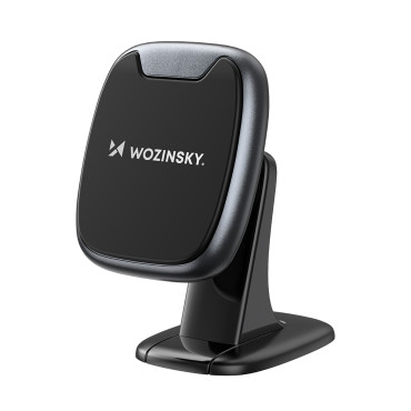 Suporte de telefone magnético no painel em um carro preto