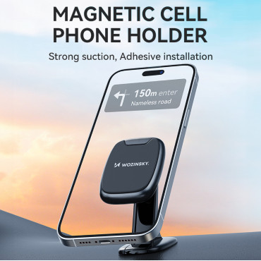 Magnetický držiak telefónu na palubnej doske v čiernom aute