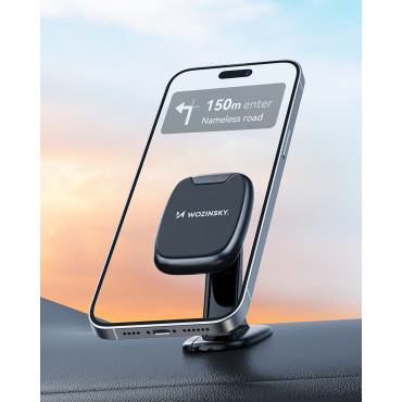 Magnetisk telefonholder på dashbordet i en svart bil