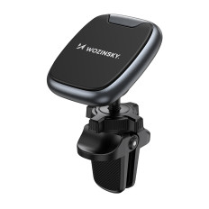 Μαγνητική κάτοχος τηλεφώνου σε έναν καρόνο αέρα σε ένα μαύρο αυτοκίνητο