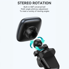 Μαγνητική κάτοχος τηλεφώνου σε έναν καρόνο αέρα σε ένα μαύρο αυτοκίνητο