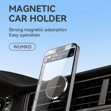 Suporte de telefone magnético em um ar preto do carro