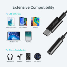 Adapteradapter USB-C - Jack 3.5mm 11cm svart