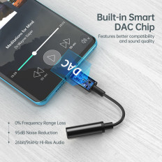 Adapteradapter USB-C - Jack 3.5mm 11cm svart