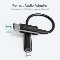 Adaptador adaptador USB-C - Jack 3.5mm 11cm negro