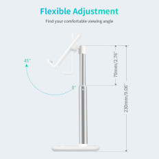 Stand with phone stand or tablet with black and silver height adjustment
