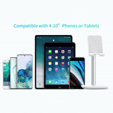 Ficar com suporte de telefone ou tablet com ajuste preto e prateado de altura