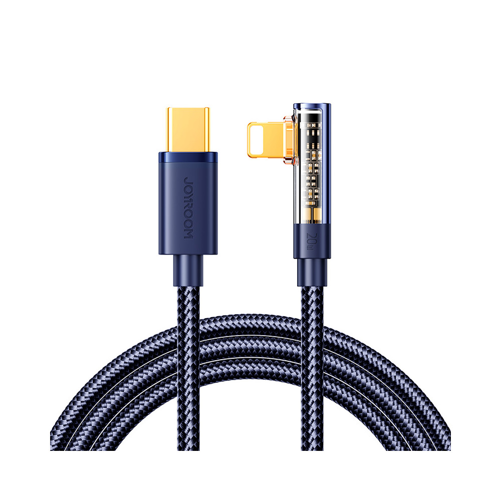 Kabelový úhel kabelu pro iPhone USB-C - Lightning 20W 480 Mbps 1.2m Modrá