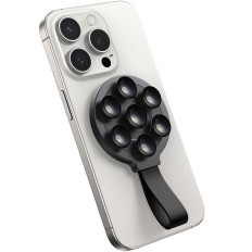 A brilliant magnetic phone holder with black suction cups