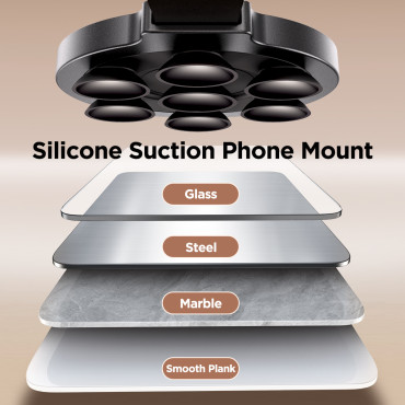 A brilliant magnetic phone holder with black suction cups