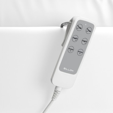 Elektrischer Kosmetikstuhl SILLON Lux 273b 3 Motoren Weiß — Detailaufnahme Bedienelemente