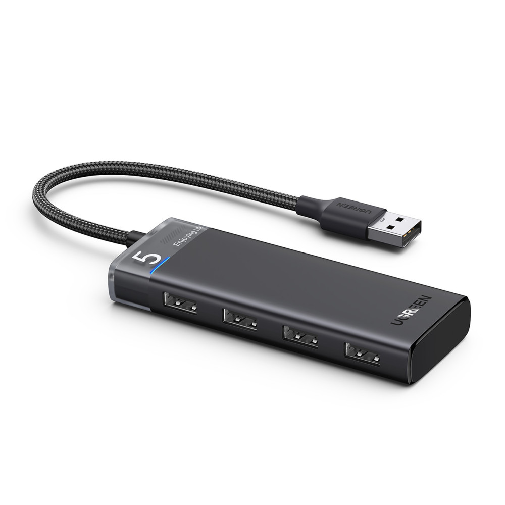 Hubadapter 4x Portrett distributør USB-A 3.0 og USB-A Power Cable Black