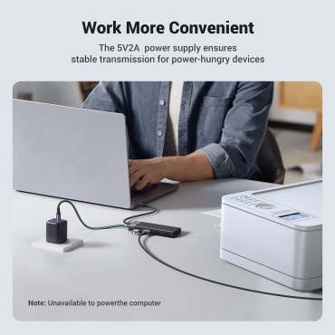 "Hub Adapter" 4x portreto skirstytuvas USB-A 3.0 ir USB-a maitinimo kabelis juoda