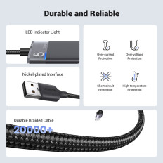 Hubadapter 4x Portrett distributør USB-A 3.0 og USB-A Power Cable Black