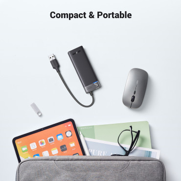 Hubadapter 4x Portrett distributør USB-A 3.0 og USB-A Power Cable Black