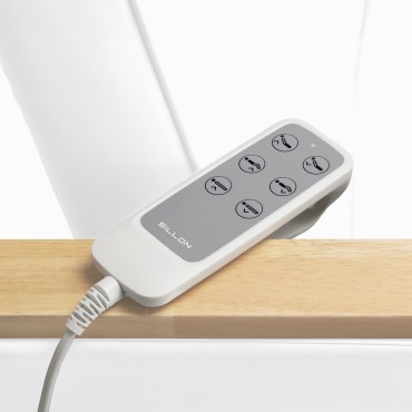 Cadeira Elétrica de Cosmética SILLON Lux 273b 3 Motores Branca — close-up dos controlos