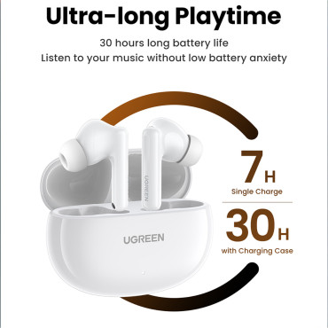 Hitune T6 brezžične slušalke z ANC Function + USB-A - USB-C beli kabel