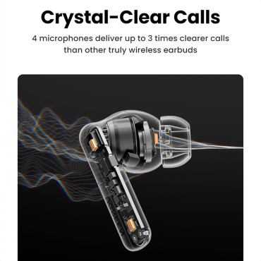 Hitune T6 Ασύρματα ακουστικά με ANC Λειτουργία + USB-A - USB-C Λευκό καλώδιο