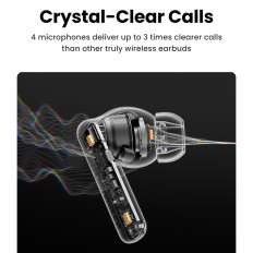 Hitune T6 Ασύρματα ακουστικά με ANC Λειτουργία + USB-A - USB-C Λευκό καλώδιο