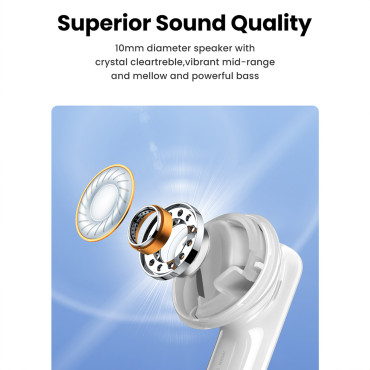 Hitune T6 brezžične slušalke z ANC Function + USB-A - USB-C beli kabel