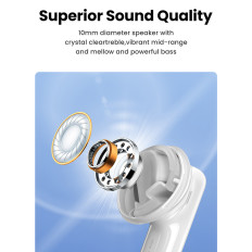 Hitune T6 brezžične slušalke z ANC Function + USB-A - USB-C beli kabel