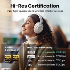 HITUNE MAX5 Trådløse hodetelefoner med en hybridstøyreduksjon ANCh hvit