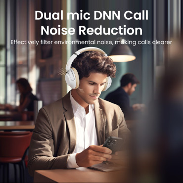 Hitune Max5 draadloze hoofdtelefoons met een hybride ruisreductie anc wit