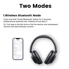 Hitune Max5 ακουστικά με υβρίδιο χωρίς μείωση θορύβου μαύρο μαύρο μαύρο