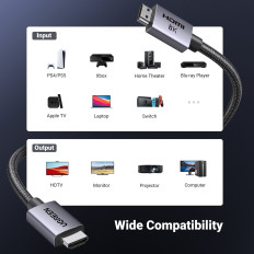 HDMI-kabel 2.1 8k Sertifisert Ultra High Speed 1M Grey