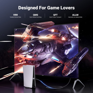 Kabelio HDMI kabelis 2.1 8K sertifikuotas Ultra didelės spartos 2m pilka