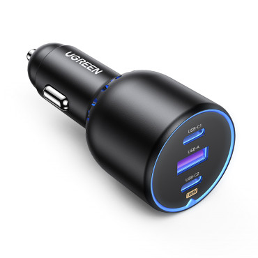 Φορτιστής αυτοκινήτου 2x USB-C PD και 1x USB-A 130W Μαύρο