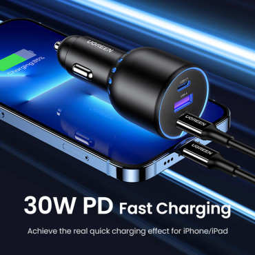 Carregador de carro 2x USB-C PD e 1x USB-A 130W Black