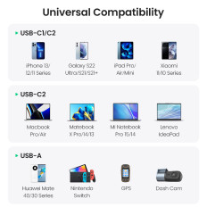 Auto nabíjačka 2x USB-C PD a 1x USB-A 130W čierna