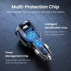 Φορτιστής αυτοκινήτου 2x USB-C PD και 1x USB-A 130W Μαύρο