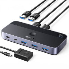 Spínač 2-in-4 pro 2 USB 3.0 + 2x USB-A kabel černý