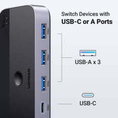 Växla omkopplare 2-i-4 för 2 USB 3.0 + 2x USB-A-kabel svart