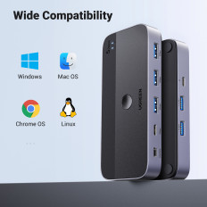 Commutateur de commutateur 2 en 4 pour 2 ordinateurs USB 3.0 + 2x câble USB-A noir