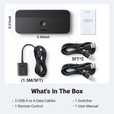 Växla omkopplare 2-i-4 för 2 USB 3.0 + 2x USB-A-kabel svart