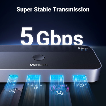 Växla omkopplare 2-i-4 för 2 USB 3.0 + 2x USB-A-kabel svart