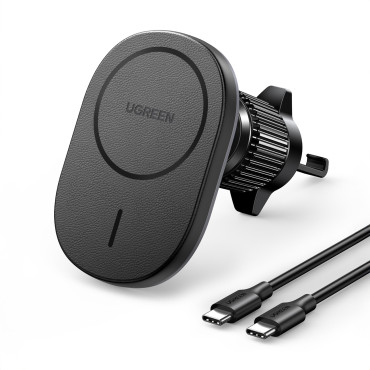 Suporte de carro para um telefone magnético em um ventilador preto