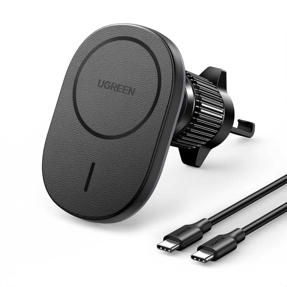 Suporte de carro para um telefone magnético em um ventilador preto