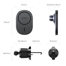Suporte de carro para um telefone magnético em um ventilador preto