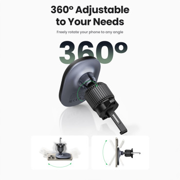 Supporto per auto per un telefono magnetico su un ventilatore nero