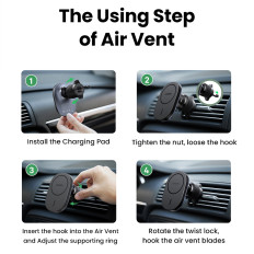 Suporte de carro para um telefone magnético em um ventilador preto