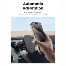 Supporto per auto per un telefono magnetico su un ventilatore nero