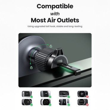 Supporto per auto per un telefono magnetico su un ventilatore nero