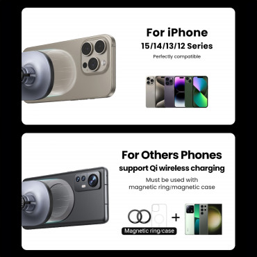 Supporto per auto per un telefono magnetico su un ventilatore nero