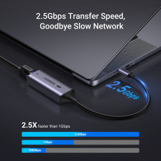 Adaptérová sieť Ethernet USB-C - RJ45 2.5G GRAY